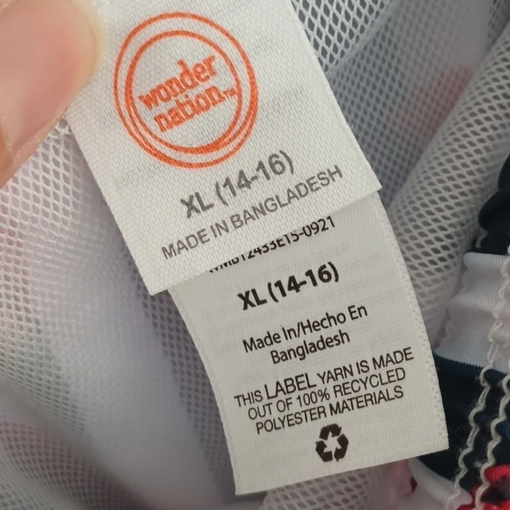 Wonder Nation boys XL striped lobster swim trunks